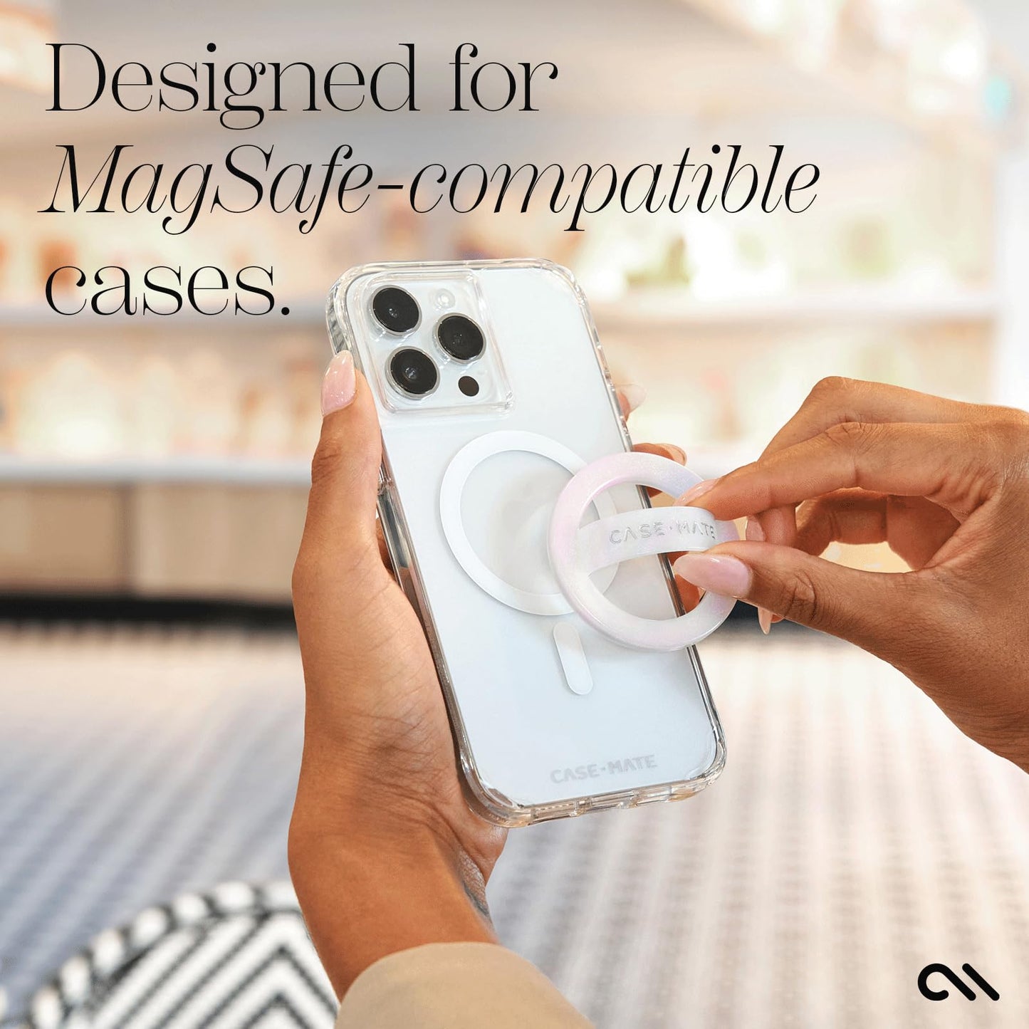 Case-Mate Soap Bubble MagSage Phone Grip - Detachable Holder for Hand - Thin Collapsible Soft Loop Magnetic Phone Grip for iPhone 16 Pro Max /15 Pro Max/14/13/12/S25 Ultra - Iridescent