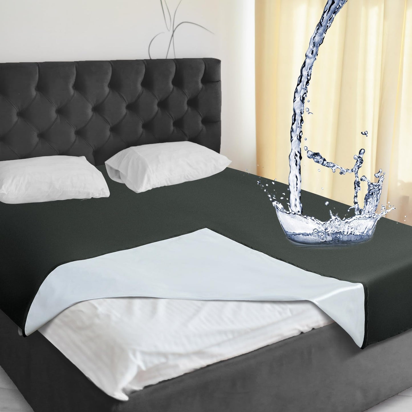 Tisancy Love Black Waterproof Bed Blanket Queen Size 78'' x 82'' Mattress Protector Blanket with Storage Bag for Comfort