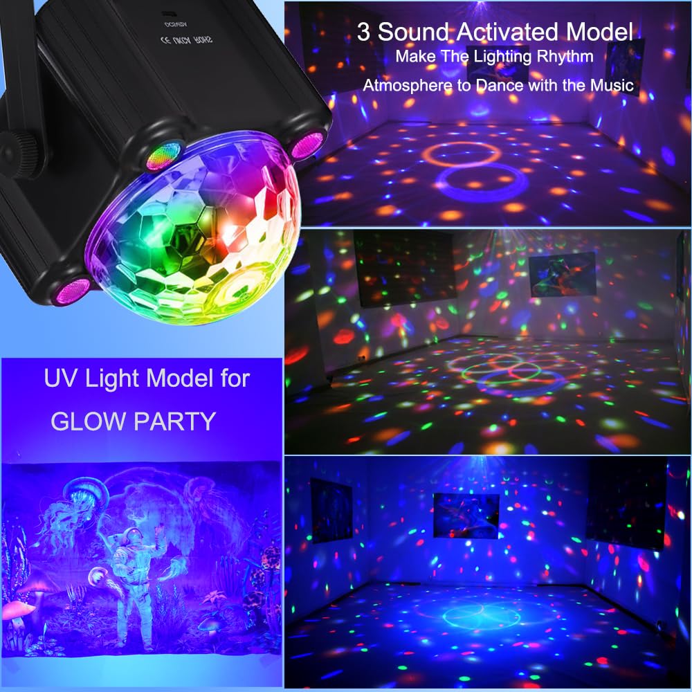 Disco Ball Party Lights, Disco Ball Decor Disco Light Sound Activated with Remote Control Dj Lights for Outdoors and Indoors Home Club Karaoke Christmas Halloween Birthday Wedding Decorations.
