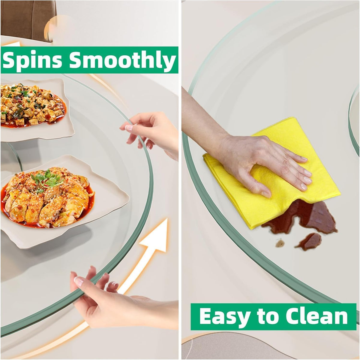 34.6 inch Lazy Susan for Table Top Tempered Glass Rotating Serving Tray for Dining Table, Kitchen Lazy Susan Organizer Spinning Rotating Food Server Party Centerpieces Heavy Duty