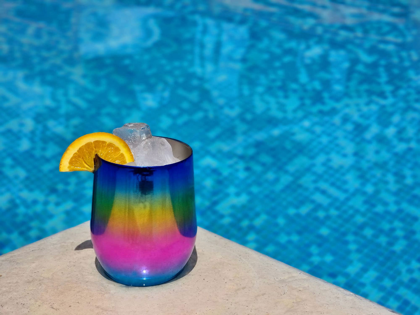 CHILLOUT LIFE Stainless Steel Wine Tumblers 2 Pack 12 oz - Double Wall Vacuum Insulated Wine Cups with Lids and Straws Set for Coffee, Wine, Cocktails (Rainbow)