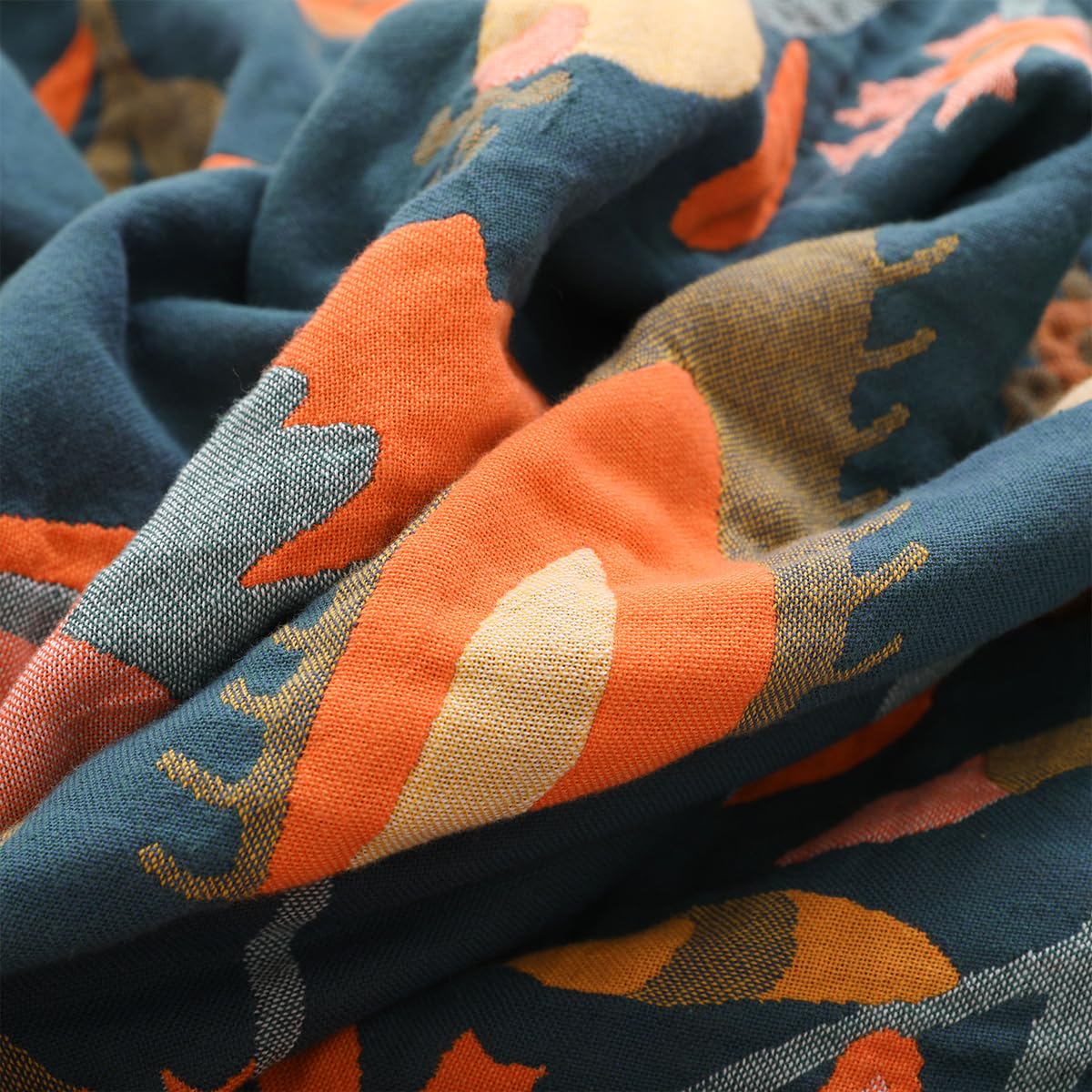Hopstar Boho Throw Blanket for Bed - 100% Cotton Printed Farmhouse Decor Large Bed Blankets (Floral C, 60"×80")