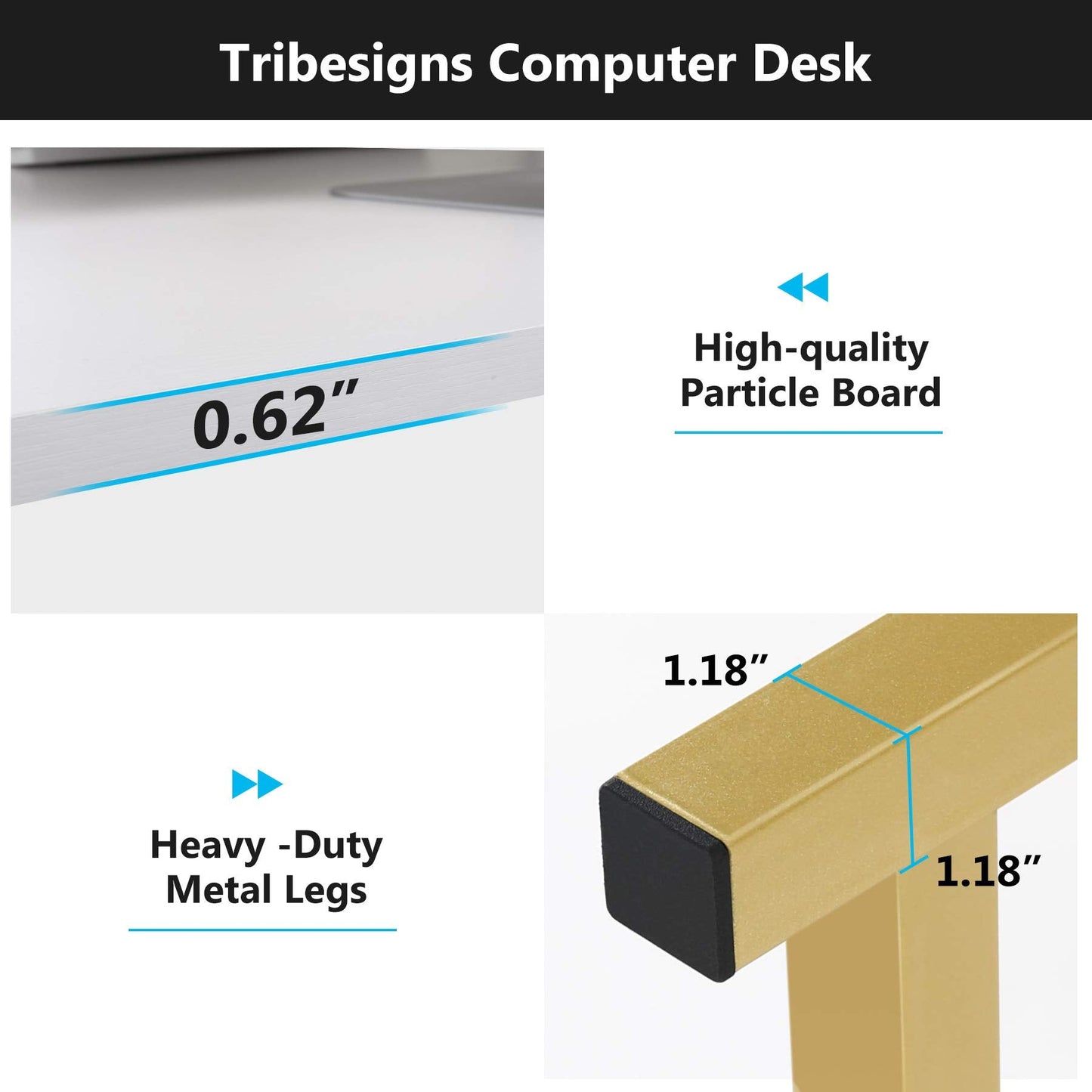 Tribesigns Computer Desk, 47 inch Office Desk with Hutch and Bookshelf, Modern Study Writing Table for Home Office (White)