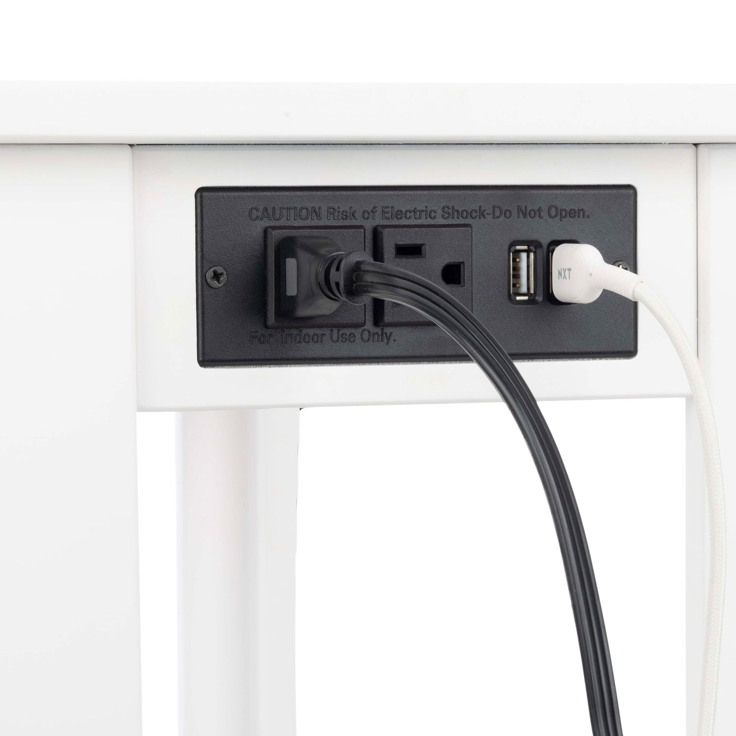 Lavish Home Narrow Side Table with Charging Station - Small End Table with 2 USB Ports, 2 Power Outlets, and Storage Shelf - Slim Nightstand for Living Room, Bedroom, or Small Spaces (White)
