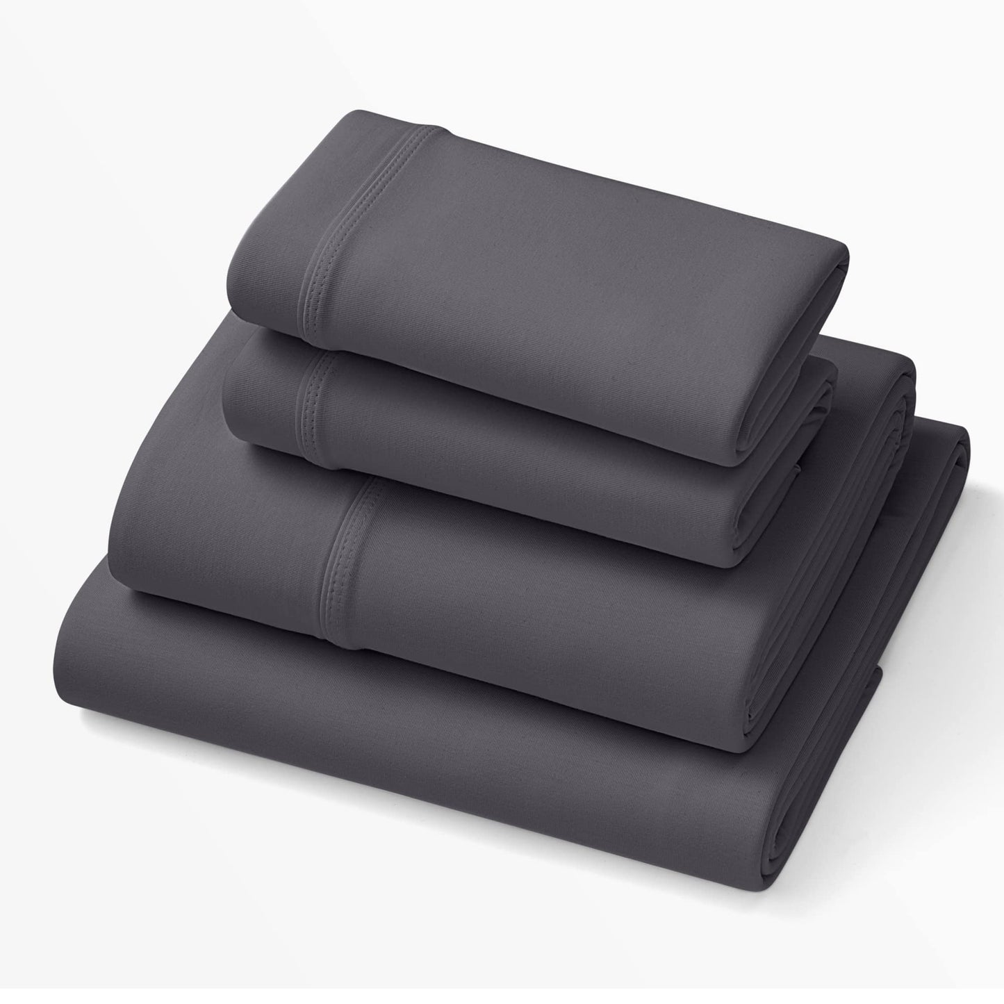 Purple SoftStretch Sheets, Queen Size, Rayon Blend, Moisture-Wicking, Stormy Grey, Fits Other Mattresses, Stretch for Adaptive Support
