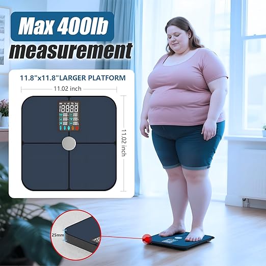 Smart Body Fat Scale with Heart Rate Monitor - 19 Key Health Metrics, ITO Glass Technology, Auto-On LCD Display, 8 User Profiles, 400lbs Capacity, App Sync Body Composition Analyzer