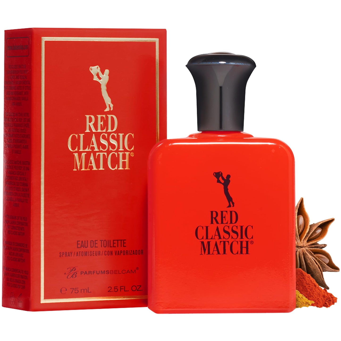 PB ParfumsBelcam Red Classic Match Eau de Toilette – Spicy Woody Amber Fragrance for Men, Long-Lasting Masculine Scent, Affordable Cologne Alternative, Signature Fragrance – 2.54 Fl Oz
