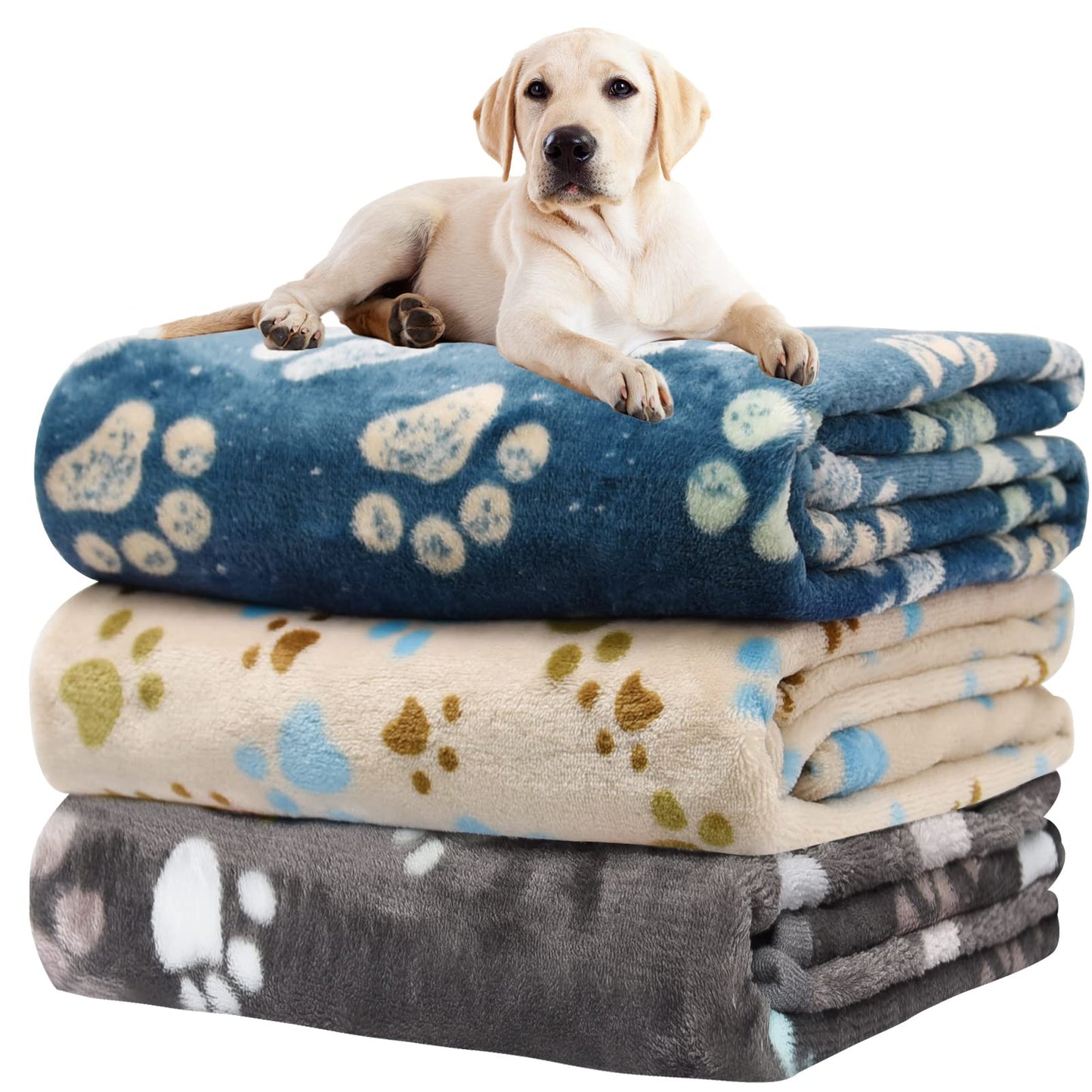 Rezutan 1 Pack 3 Blankets for Dogs, Dog Blankets for Large Dogs, Medium Dog Blanket Super Soft Fluffy Premium Fleece Pet Blanket Flannel Throw for Dog Puppy Cat Paw Blanket(41x31inch)