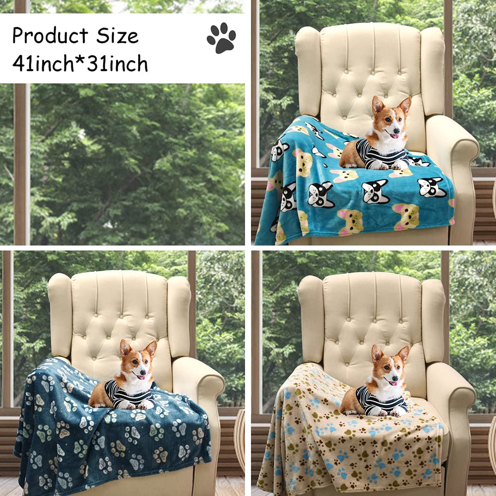 Rezutan 1 Pack 3 Blankets for Dogs, Dog Blankets for Large Dogs, Medium Dog Blanket Super Soft Fluffy Premium Fleece Pet Blanket Flannel Throw for Dog Puppy Cat Paw Blanket(41x31inch)