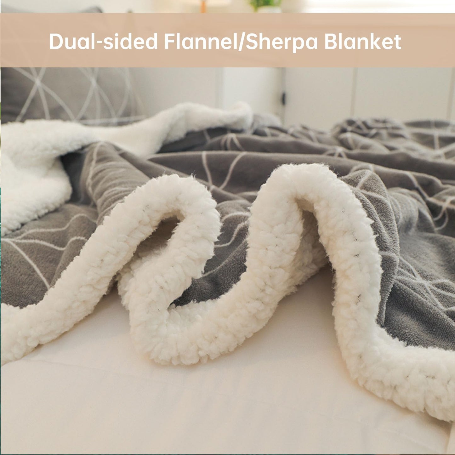 PAJEO Sherpa Fleece Throw Blanket for Couch - Thick and Warm Bed Blanket Dual Sided,Soft Fuzzy Plush Throw Blanket,Throw Size 40x60 Inches
