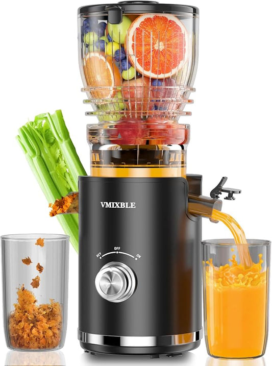 Juicer Machines, Cold Press Juicer with 5.8" Wide Feed Chute, 300W Slow Masticating Juicer for Whole Fruits & Vegetables, High Juice Yield, Easy to Clean, BPA Free Juice Extractor Machine