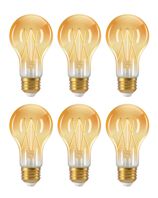 EDISHINE Vintage LED Edison Bulbs 8W, 60W Equivalent, 2200K Amber Warm Light, ST58 Antique Edison Light Bulb with 80+ CRI, A19 Dimmable LED Bulbs, 700LM, E26 Medium Base, 6 Pack