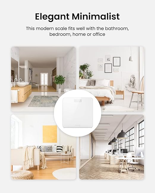 RENPHO Digital Bathroom Scale, Highly Accurate Core 1S Body Weight Scale with Lighted LED Display, Round Corner Design(11"/280mm, White)
