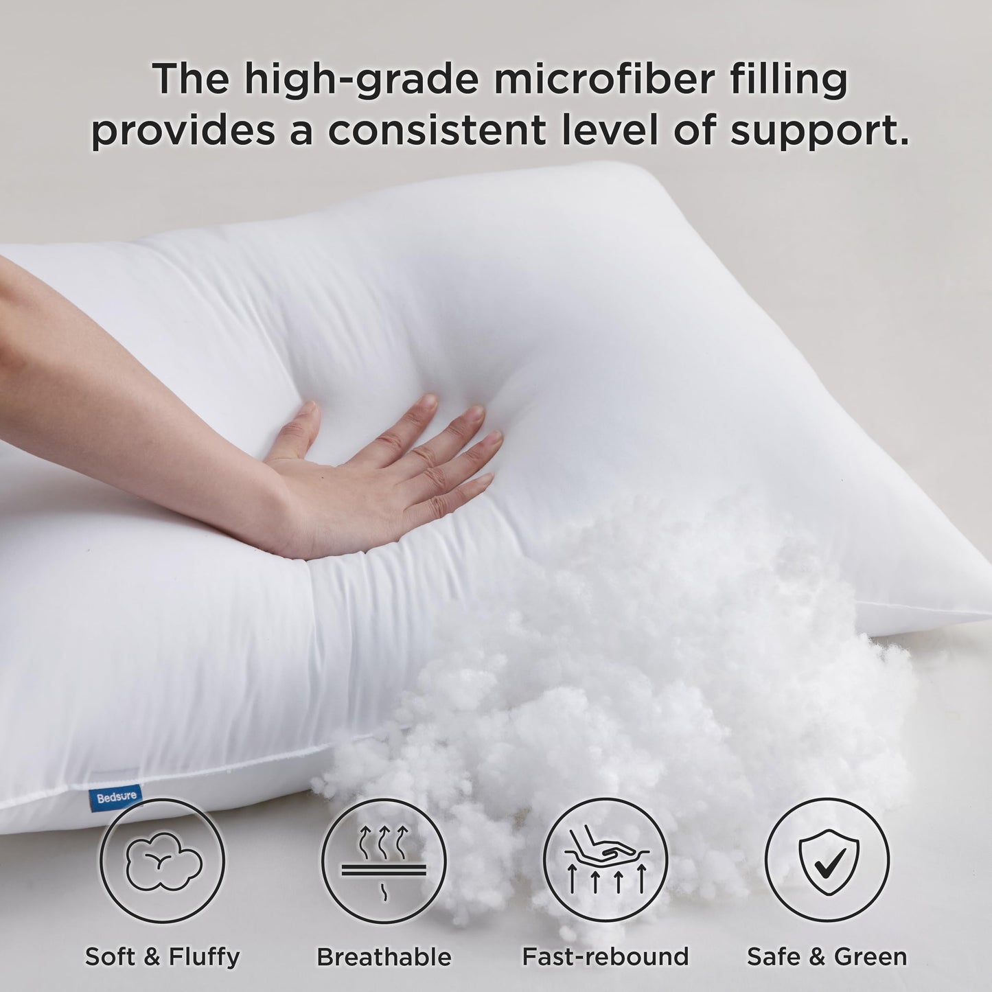 Bedsure Pillows Queen Size Set of 2 - Soft Bed Pillows for Sleeping 2 Pack, Fluffy and Supportive, Hotel Quality, Original Down Alternative Filling for Side, Back Sleepers