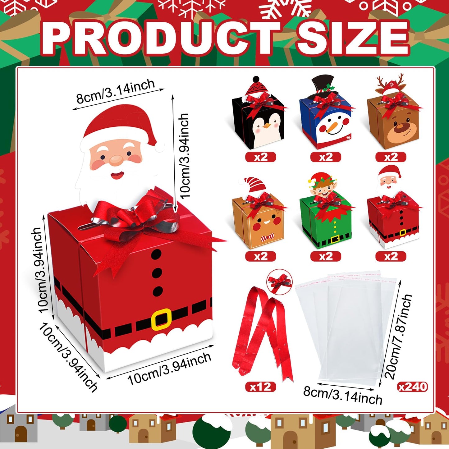 Cholemy 12pcs Christmas Money Gift Boxes for Cash Pop up Christmas Money Pull Box for Cash Gift Christmas Money Holders and Money Dispenser Snowman Elk Gingerbread with Bows for Christmas Holiday