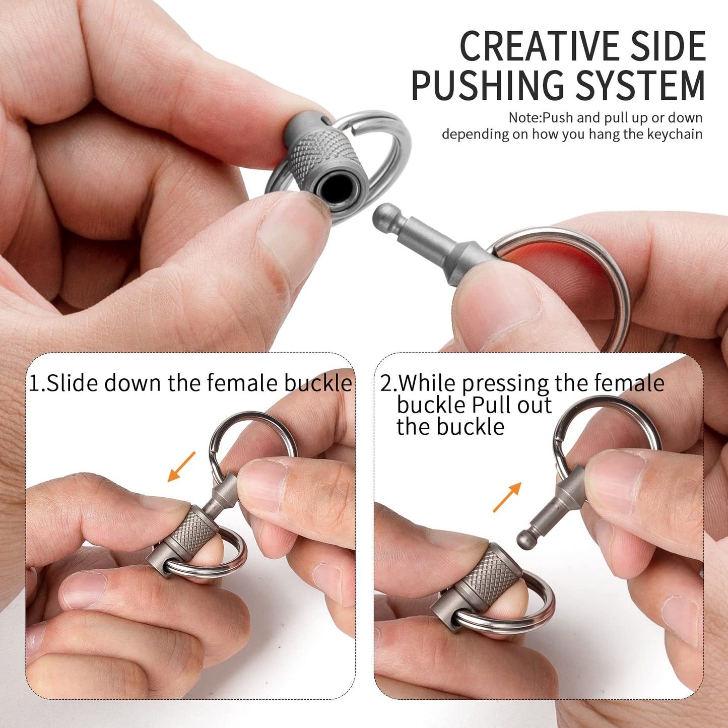 FEGVE Titanium Quick Release Swivel Keychain, Pull Apart Detachable Keychain Heavy Duty Car Key Holder with Stainless Steel Key Rings-1pcs