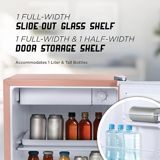 ICEBOX 1.7 Cu. Ft. Compact Refrigerator, ENERGY STAR Certified Small Refrigerator, Single Door Mini Fridge with Freezer, R600a Refrigerant,IBCR17BLS, Blush Red