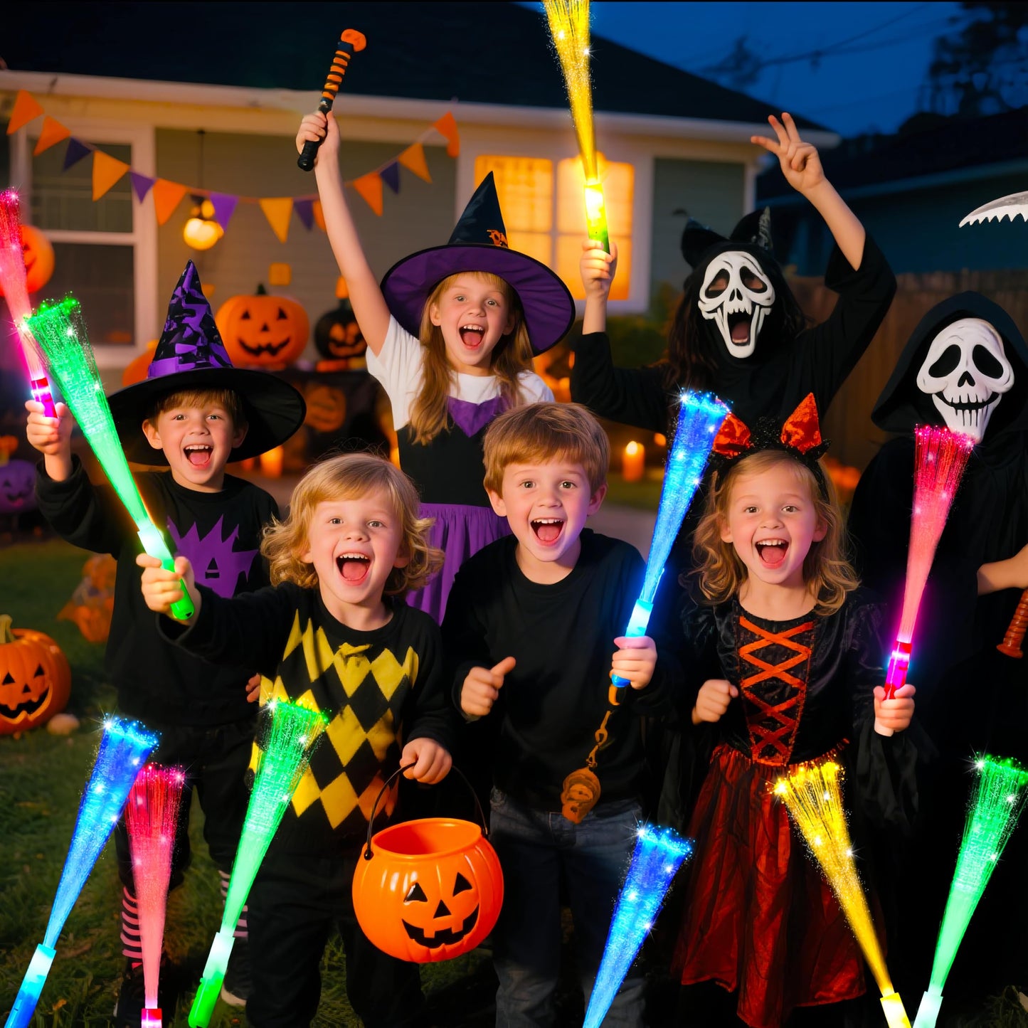 Glow Fiber Optic Wands Glow Sticks Bulk Party Pack,Glow in The Dark Party Supplies Favor Flashing Light Up Sticks for Birthday Holiday Party Wedding Halloween Christmas New Year's Eve 2026(36)