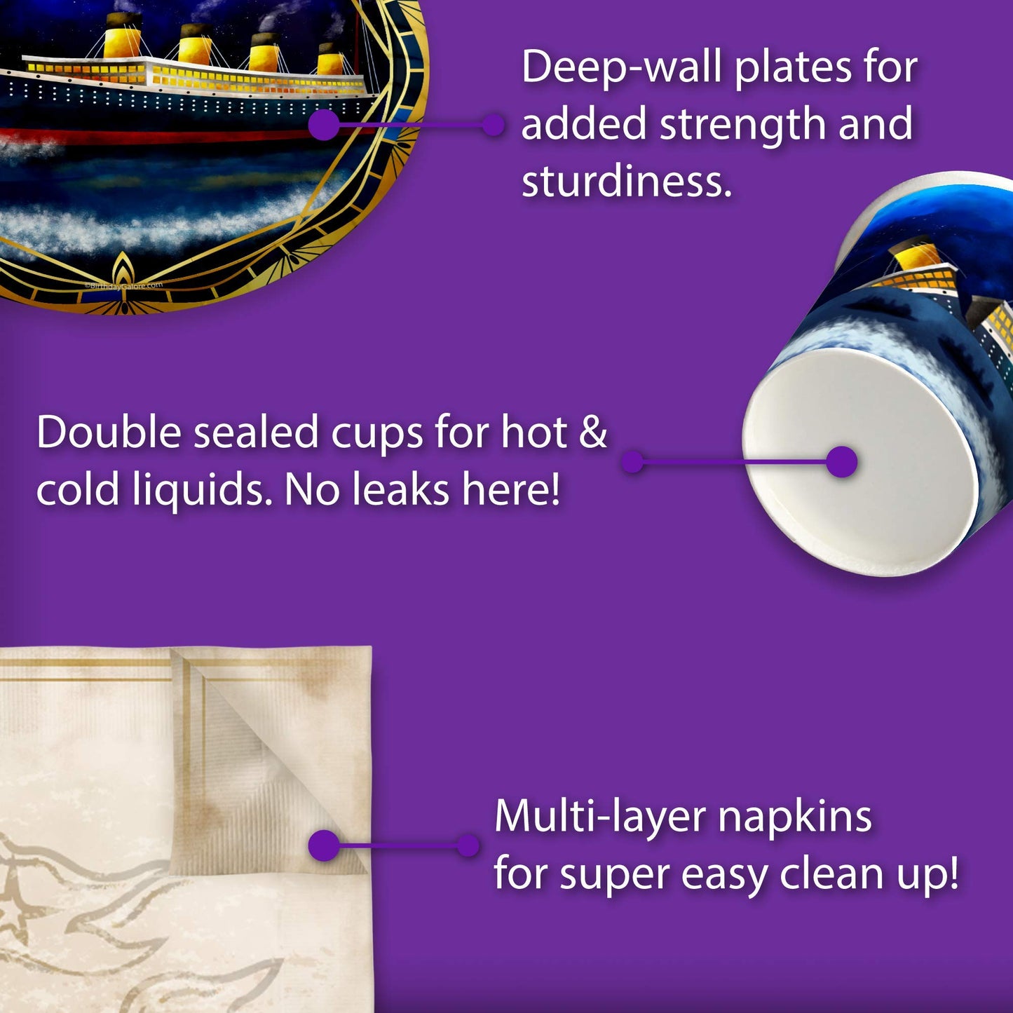 Titanic Birthday Party Supplies Set Plates Napkins Cups Tableware Kit for 16
