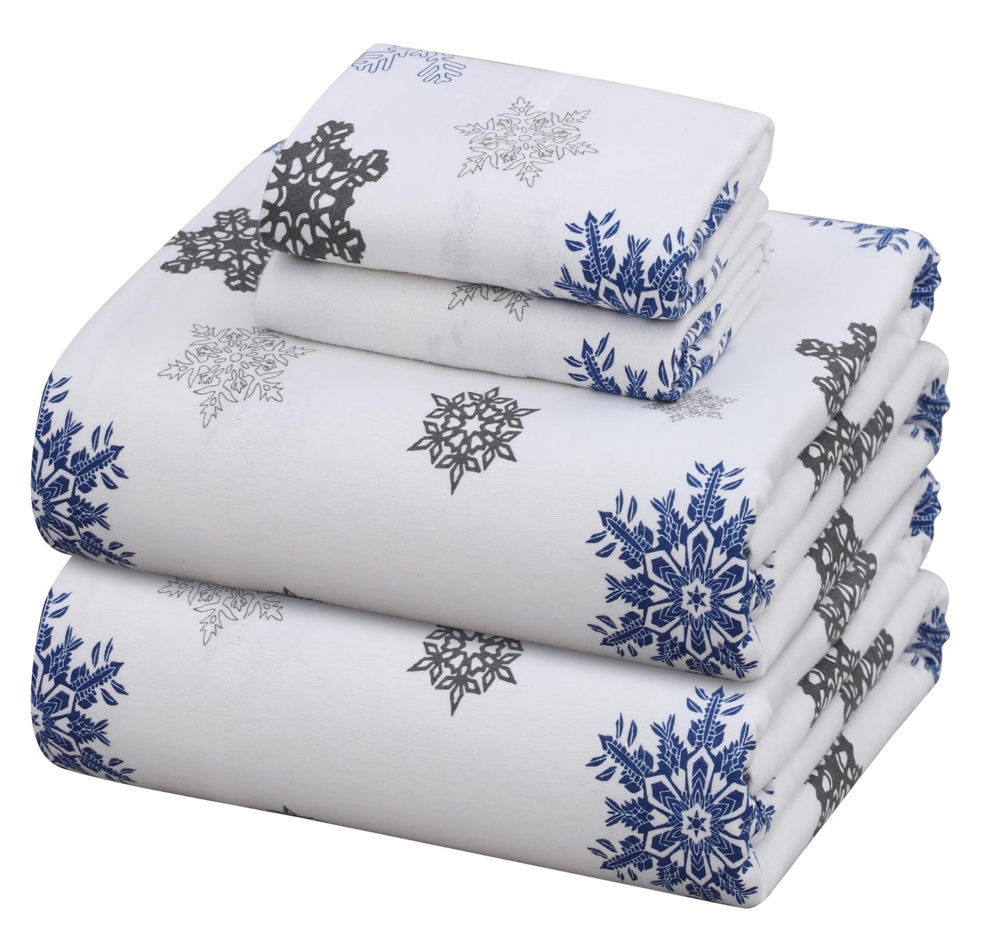 ZOYER Flannel Sheets Full Size Bed Set - Soft & Comfy Deep Pocket Cotton Flannel Bedding, Fitted Up to 16", Double Brushed Full Bed Sheets, 4 Pieces, White Snow
