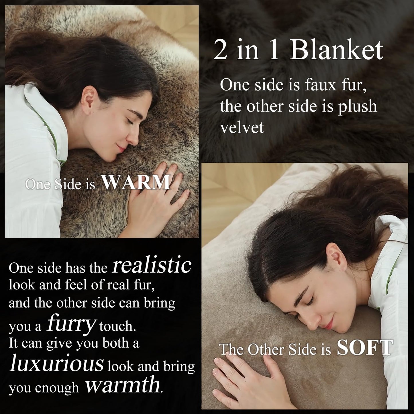 OMERAI Faux Fur Blanket, Ultra Soft Luxury Fuzzy Throw Blanket, Long Pile Plush Cozy Warm Decorative Blanket for Couch, Sofa, Chair, Bed, Heavy Weight, 60" x 80", Yellow Stripes