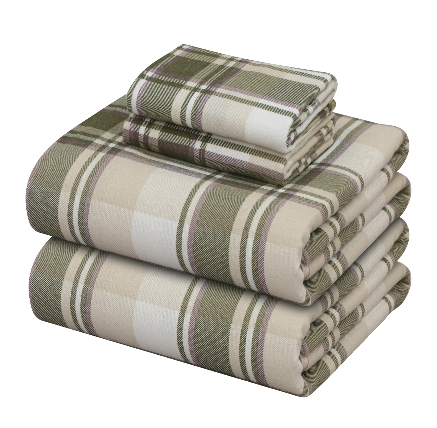 ZOYER Flannel Sheets Full Size Bed Set - Soft & Comfy Deep Pocket Cotton Flannel Bedding, Fitted Up to 16", Double Brushed Full Bed Sheets, 4 Pieces, Oliver