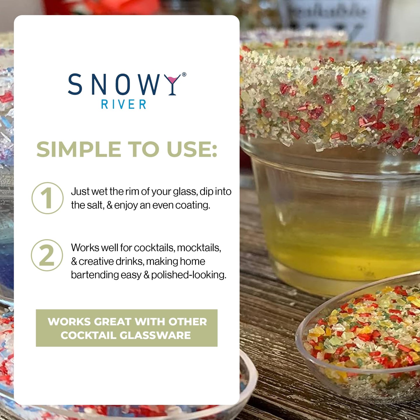 Snowy River Cocktail Salt Pride Rainbow Blend - All Natural Rimming Salt for Margaritas & Cocktails with Sweet & Savory Overtones (4oz Bag)