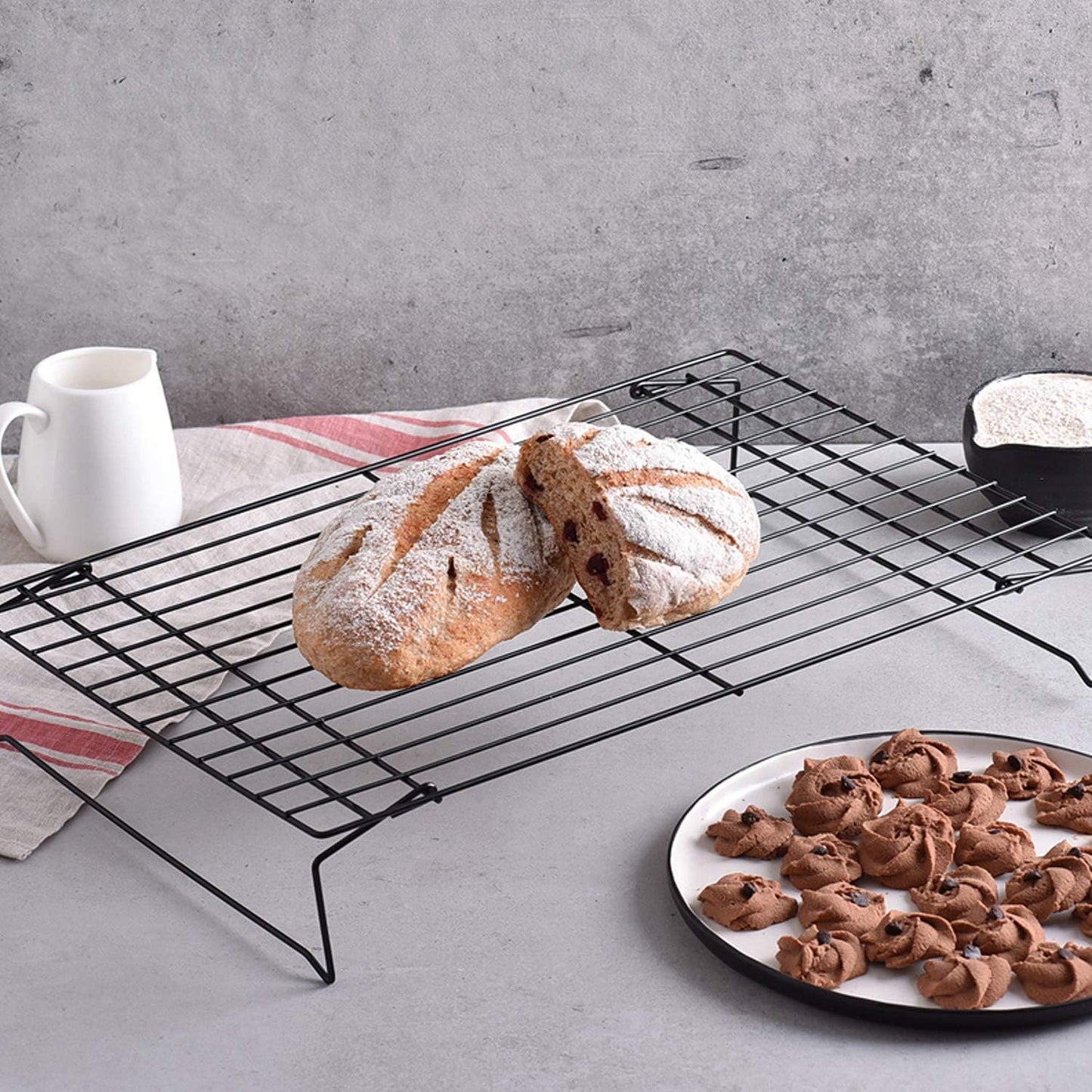 Lainrrew Cooling Rack, 3 Tier Stackable Baking Rack Stainless Steel Wire Cooking Rack for Cooking Roasting Cooling, Collapsible & Foldable, Dishwasher & Oven Safe