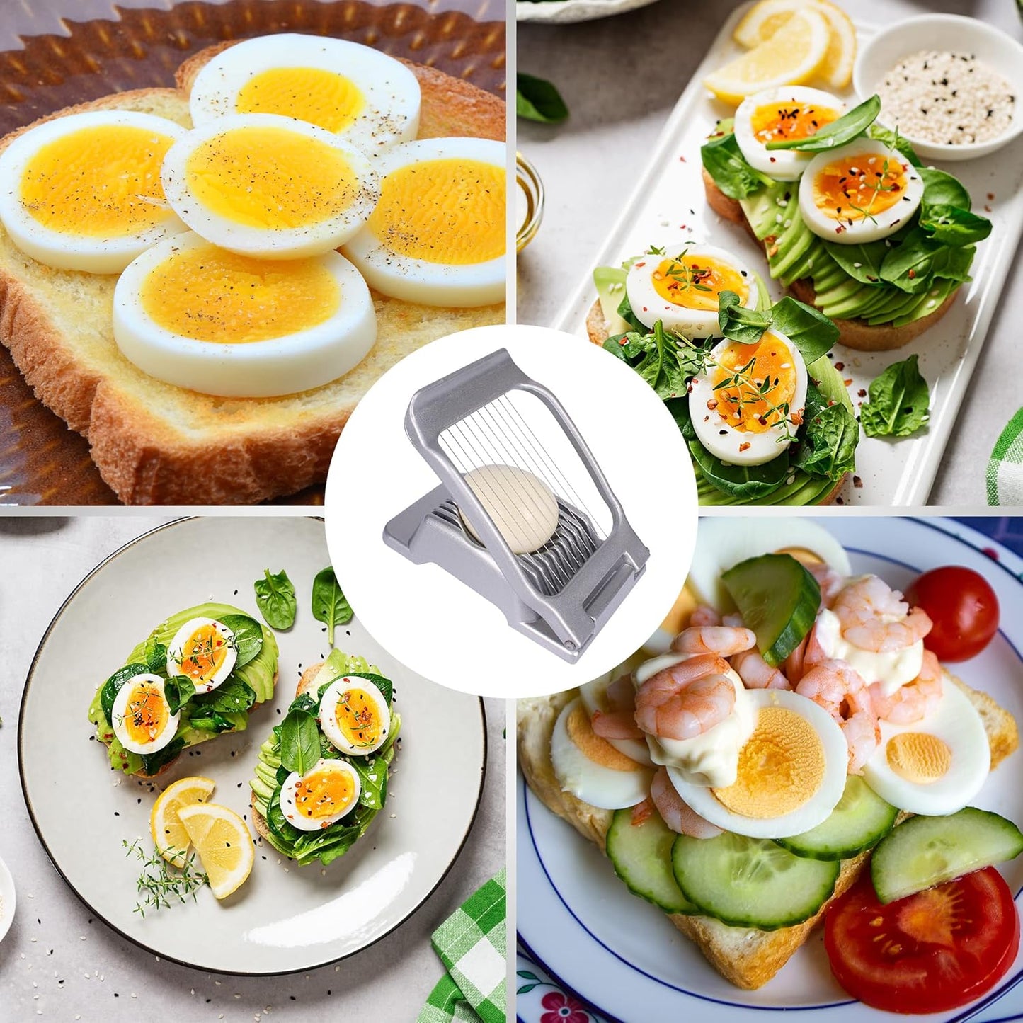 Egg Slicer for Hard Boiled Eggs,Egg Cutter Strawberry Slicer Tomato Slicers for Home Use (Red)