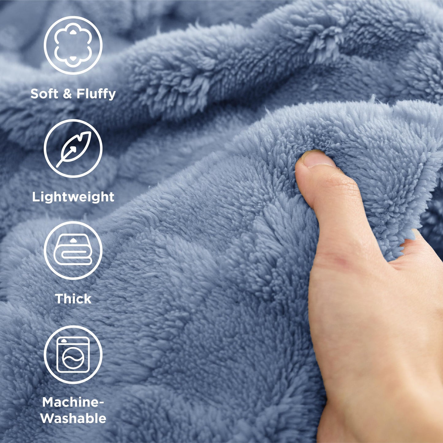 Bedsure Ashley Blue Fleece Blanket for Couch - Super Soft Cozy King Blankets for Women, Cute Small Throws for Girls, 108x90 Inches