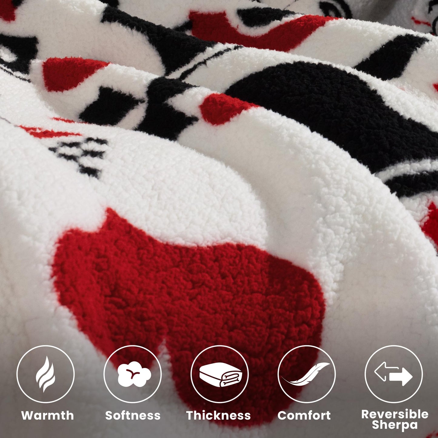 blunique Throw Blanket, Soft Double Sided Cozy Sherpa, Comfort and Warm Thick Fluffy Blanket Gifts for Women, Poker Print Blanket, 50x60 Inches, Red Q