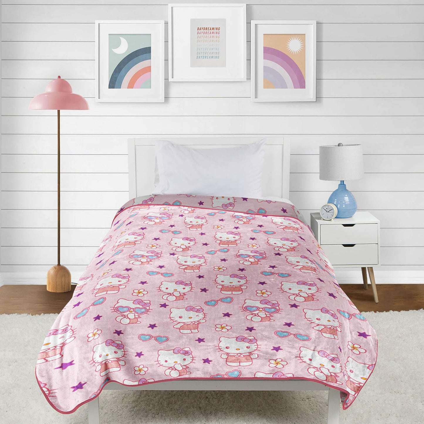 Jay Franco Hello Kitty Heart Sunglasses Plush Blanket - Measures 60 x 90 Inches, Kids Bedding - Super Soft Fleece Bedding