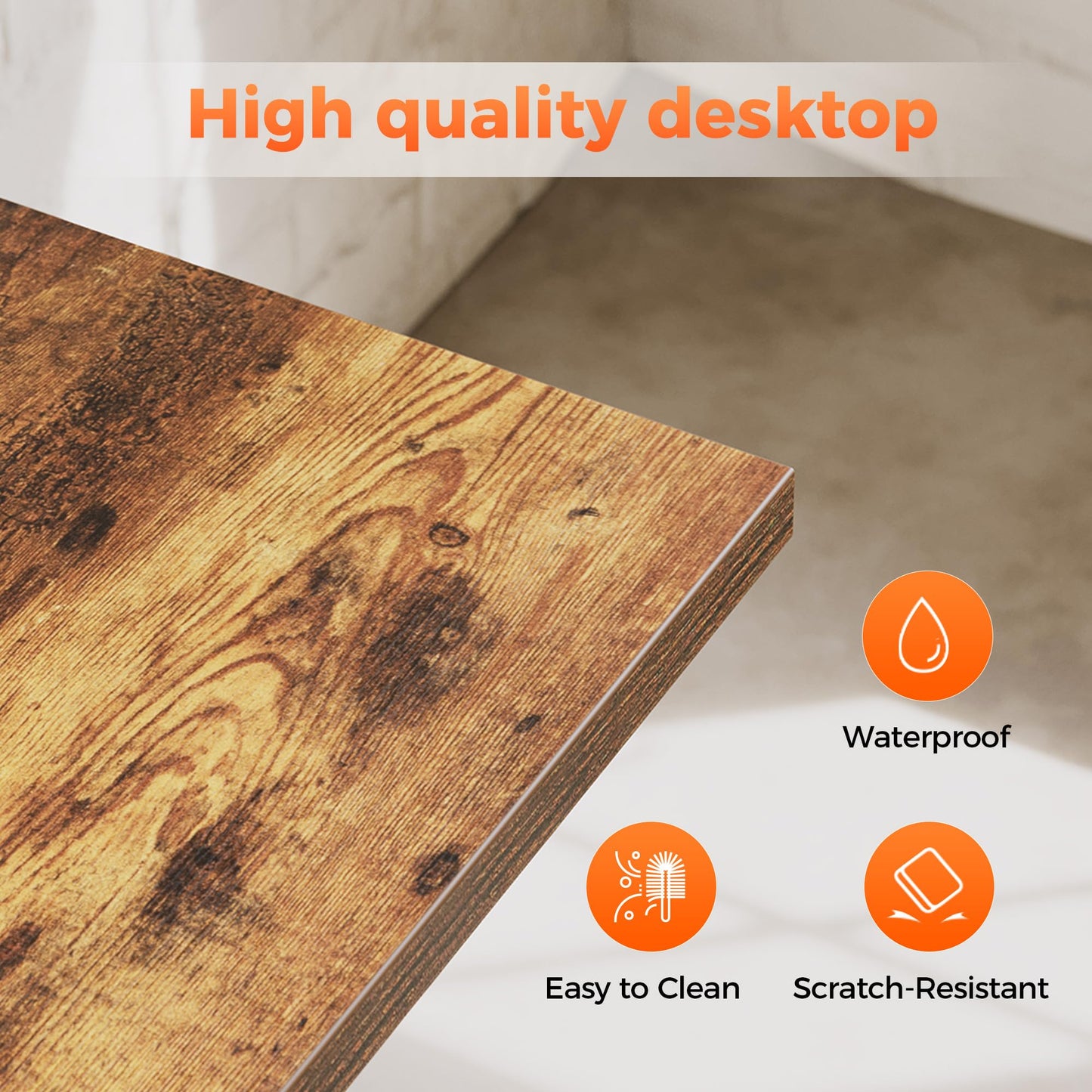 Mericonia Computer Desk, Gaming Desk for Small Spaces, Modern Simple Style Table for Home Office, Study Student Writing Table (Rustic Brown, 48 inch)