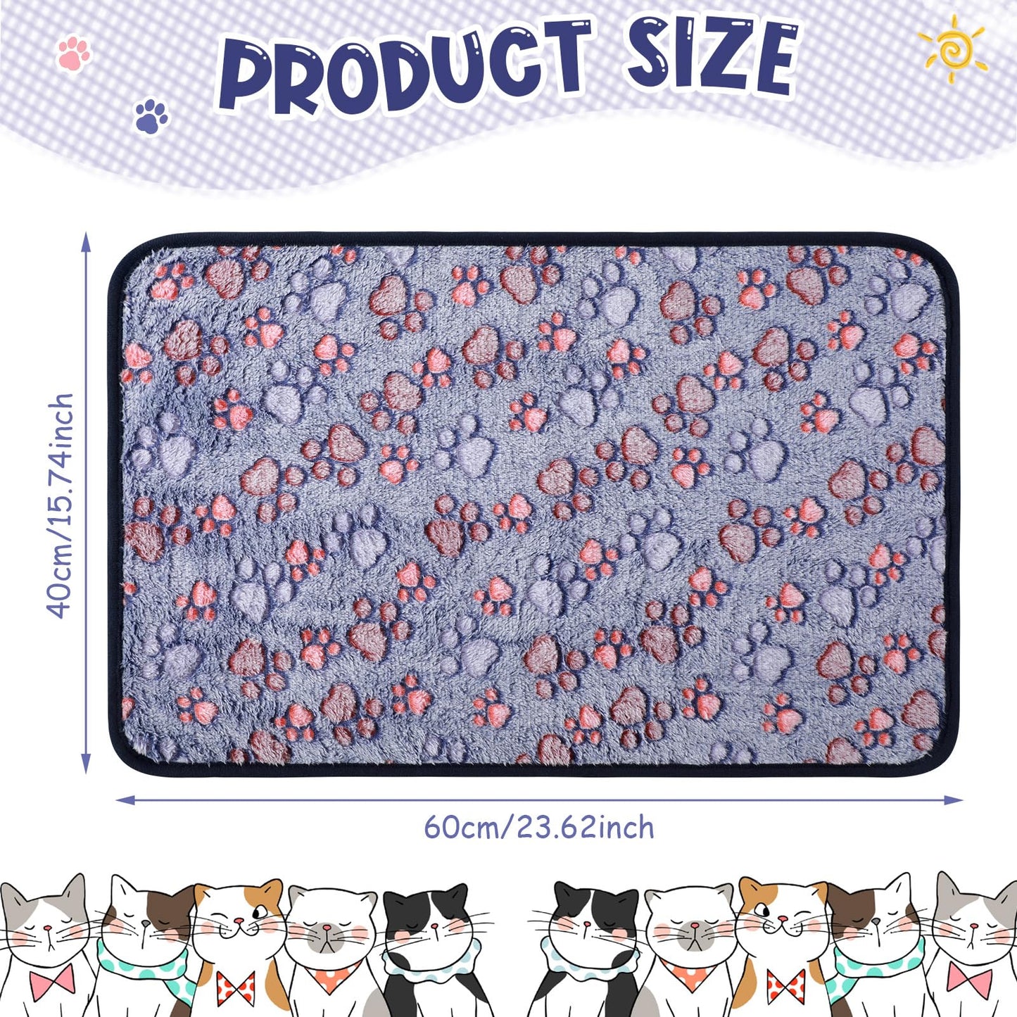 Tatuo 4 Pcs Dog Blanket for Pet Puppy Teething Toys Paw Print Fleece Blanket for Pet Cat Soft Warm Sleep Mat Guinea Pig Cage Mat(Small(24 x 16 Inch),Blue)