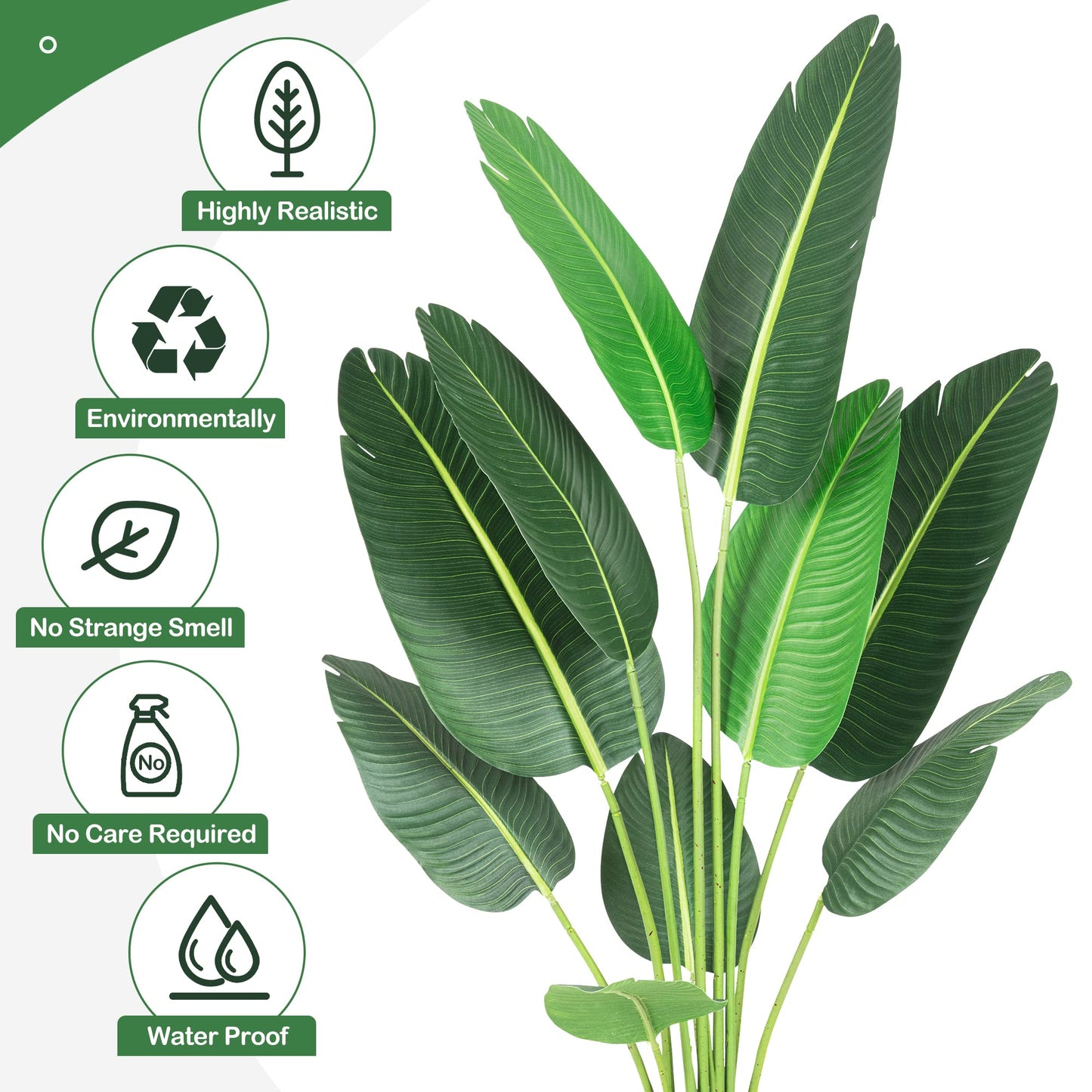 Amyove [ 2Pack ] 60 inchs Artificial Tree Bird of Paradise with 10Trunks, 5 Feet Faux Plant Fake Banana Tree Plant with Pot for Home, Decor, Indoor, Outdoor, Living Room, Office