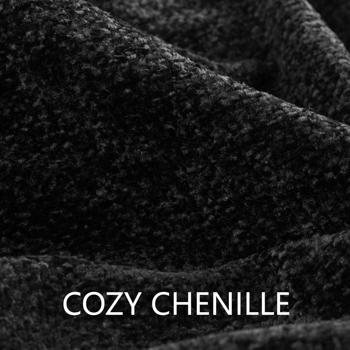 LONG CREATE Chenille Throw Blanket for Couch 50"X 60", Soft Cozy Throws with Fringe Tassel for Bed Sofa Chair Cover, Lightweight Knitted Decorative Boho Blankets for Living Room, Black