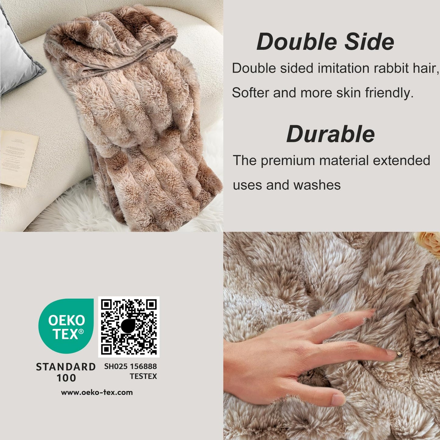 Bcareself Ultra Soft Fluffy Throw Blanket for Women & Men, Plush Sherpa Fleece Cozy Warm Fuzzy Blanket, Luxe Faux Fur Thick Minky Blanket for Couch, Bed, Sofa