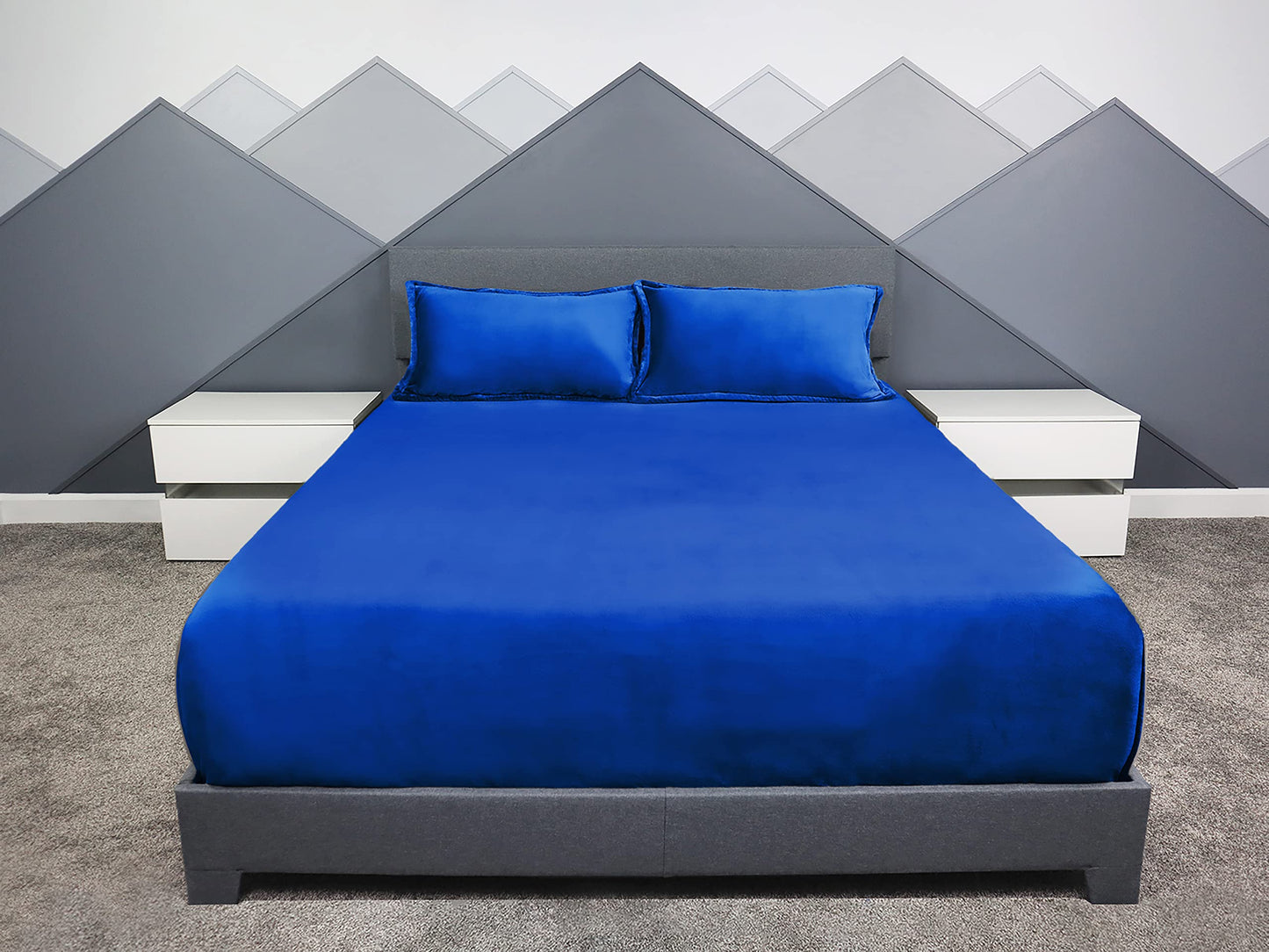 Ocomfly Queen Blanket and Pillow Set - Premium fleece blanket with 2 matching queen pillow shams. Cozy, plush, and stylish. Super soft blanket with decorative pillows for bed. Cobalt Queen blanket set