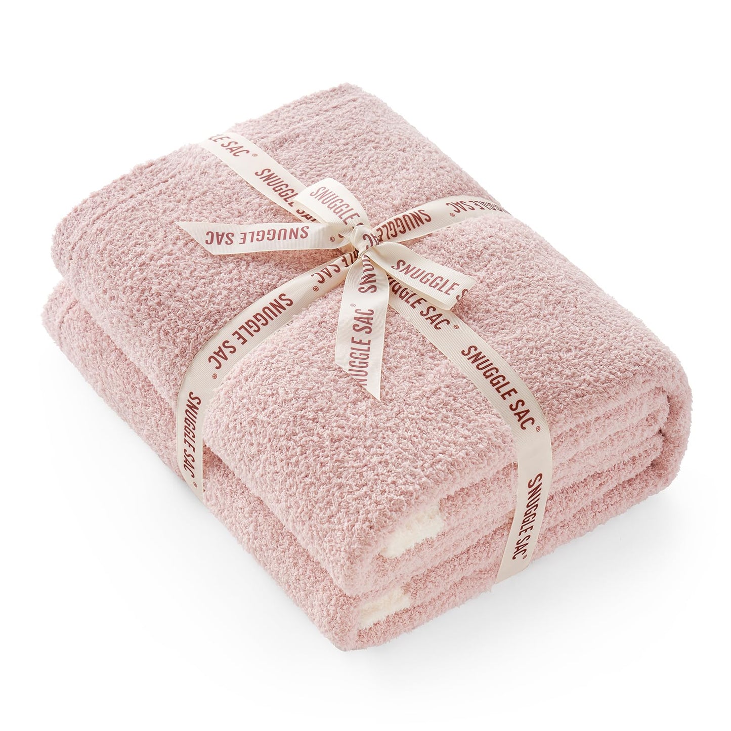 Snuggle Sac Ultra Soft Throw Blanket for Couch Bed Sofa 50x60 inches, Reversible Pink Blanket Microfiber Fluffy Fuzzy Cozy Knit Throws for Women Mothers Birthday Gifts