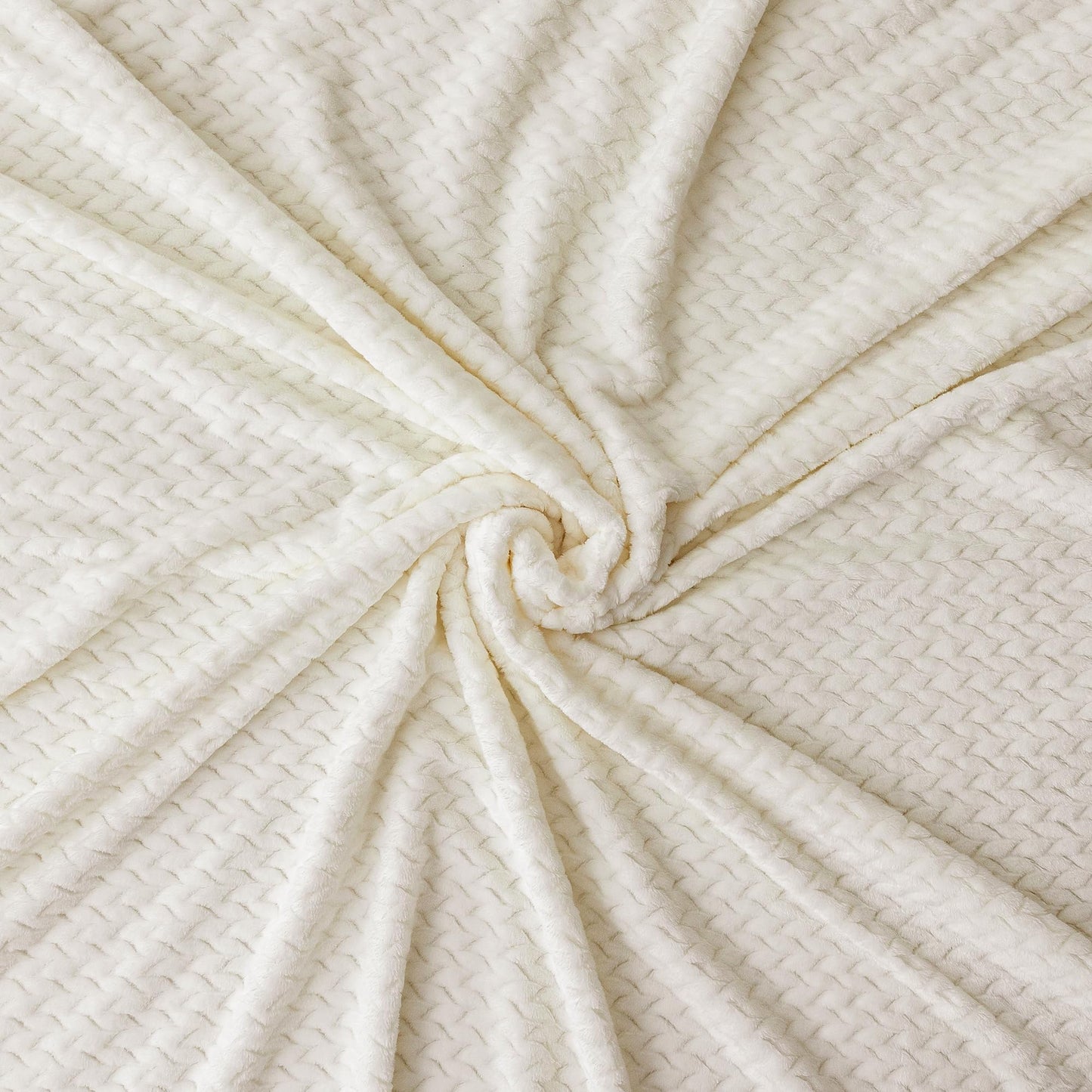 Oversized King Fleece Blanket 120x120 Inches, Seamless Soft Cozy 3D Jacquard Flannel Blanket 10'x10' Extra Large for Bed, Sofa, Couch, Travel & Camping, California King Throw,Ivory Leaf