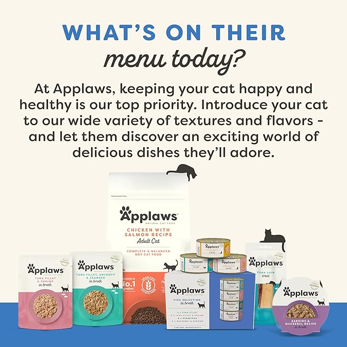 Applaws Natural Wet Cat Food in Broth, Limited Ingredient Canned Wet Cat Food, No Additives, Made with Natural Ingredients, Mackerel & Sardine in Broth (24 x 5.5oz Cans)