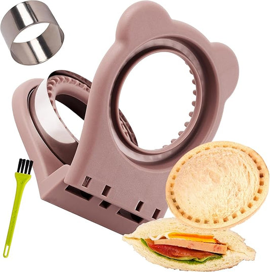 Uncrustables Sandwich Maker Sealer Cutter, Crustless Sandwich Cutter, PB&J Uncrustable Maker - Color Brown, Round Shape