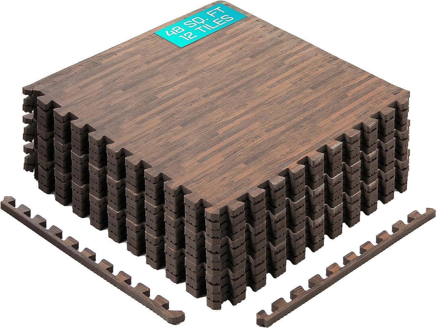 Yes4All EVA Interlocking Mats, Puzzle Floor Tiles, Foam Floor Padding with Border for Furniture, Home Space, Living Room, Garage 48 SQFT