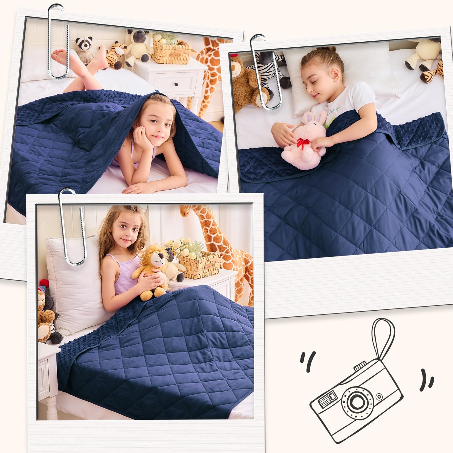 yescool Weighted Blanket Kids 7 lb Blue Cooling Weighted Throw Blanket Minky Plush Heavy Blankets Microfiber Small Blankets Fleece Warm Weighted Comforter, 40 * 60in