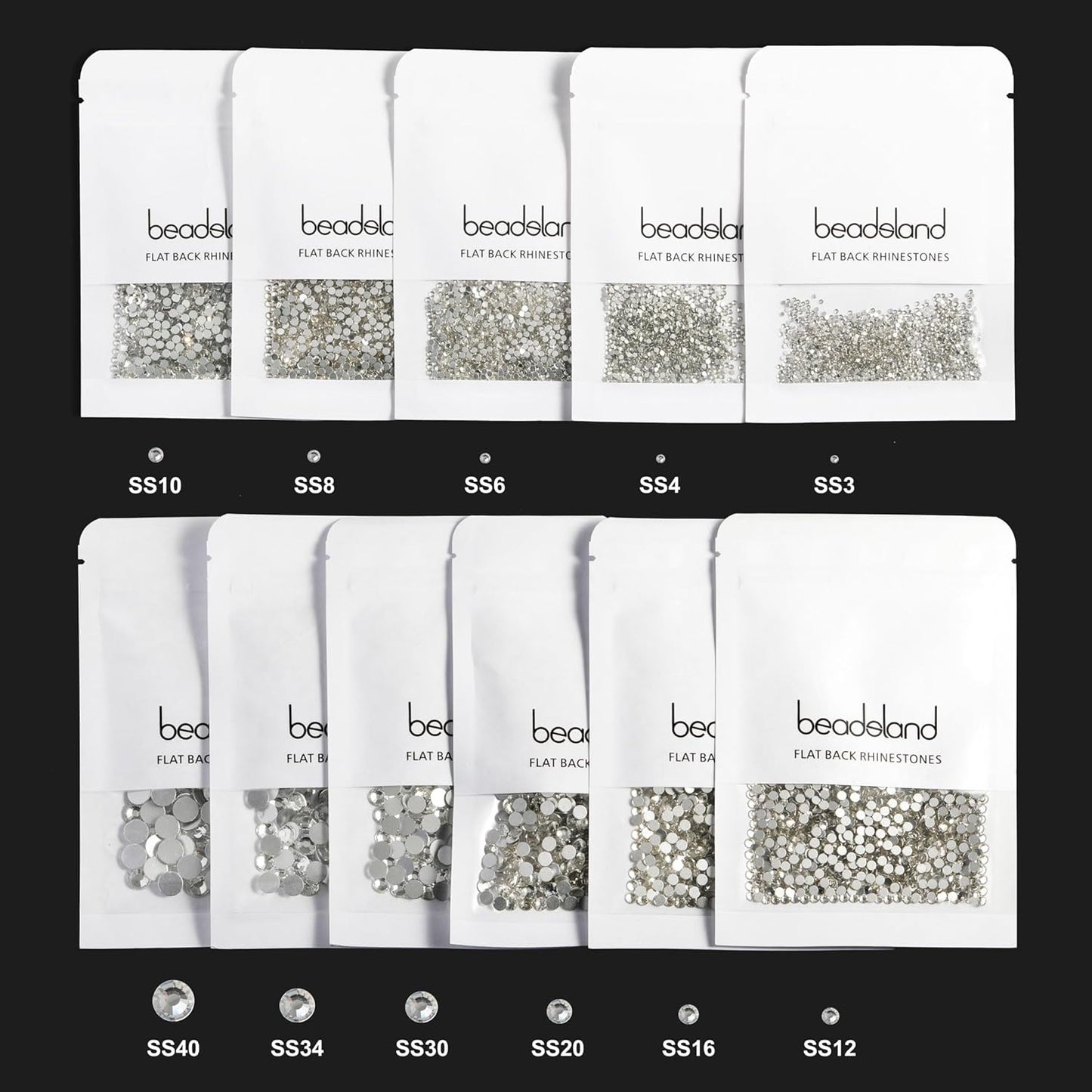 beadsland Flat Back Crystal Rhinestones Round Gems, Aquamarine (4.6-4.8mm) SS20/1440pcs