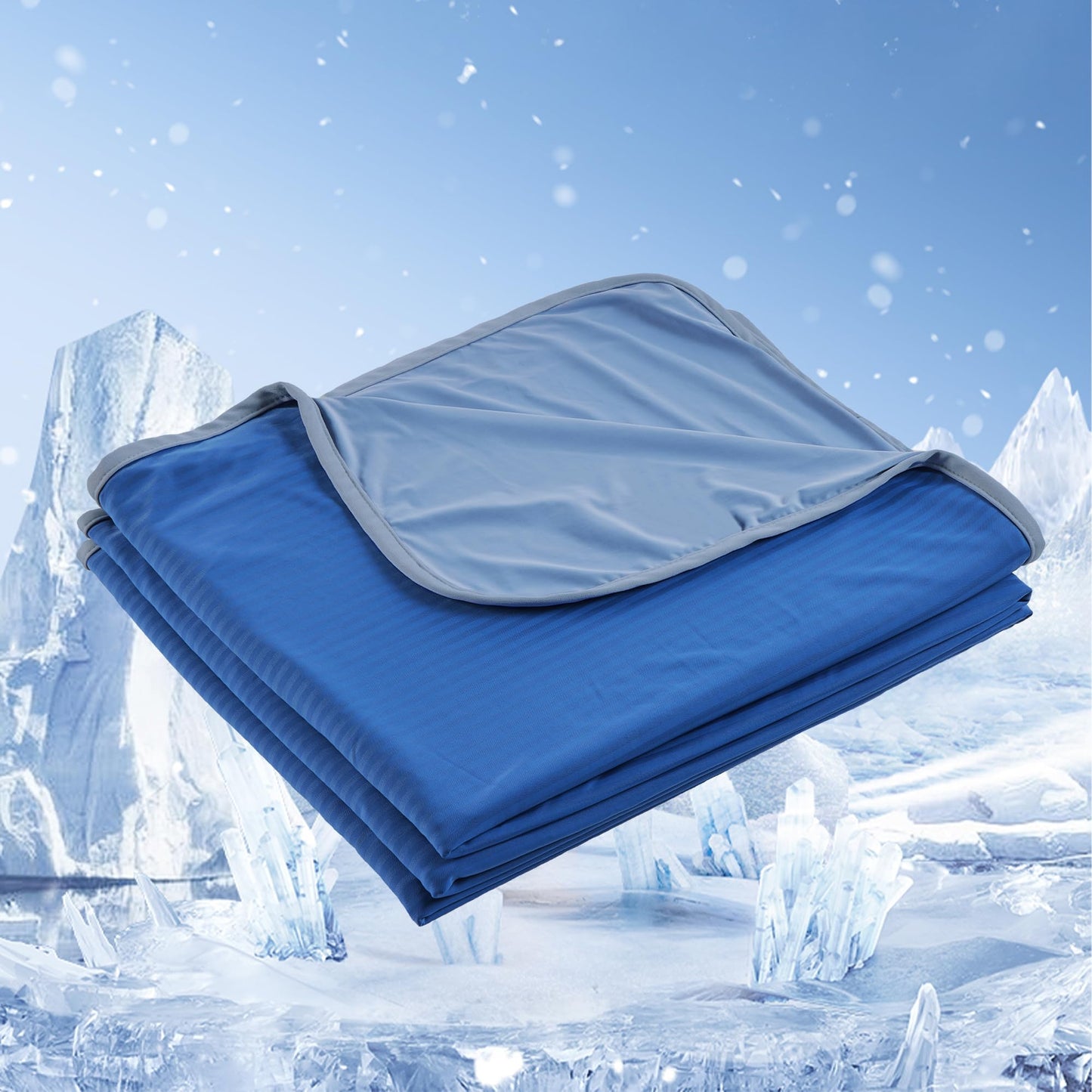 JOOJA Cooling Blanket for Hot Sleepers Queen Size Double Sided Ultra Cold Effect Cool Blanket for Adults Kids Pet Dogs Ocean Blue 90x90 Inches