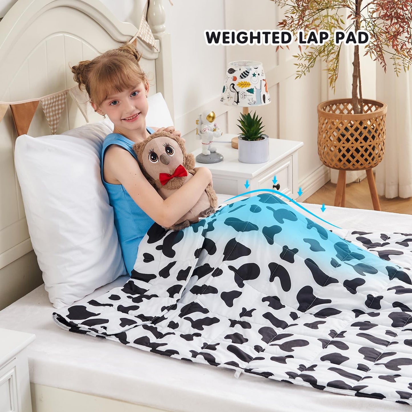yescool Weighted Blanket 5 Pounds Cooling Weighted Lap Blanket, Cow Print Heavy Blankets, Comfortable Weighted Throw Blanket for 40-60lbs, 36"x48"