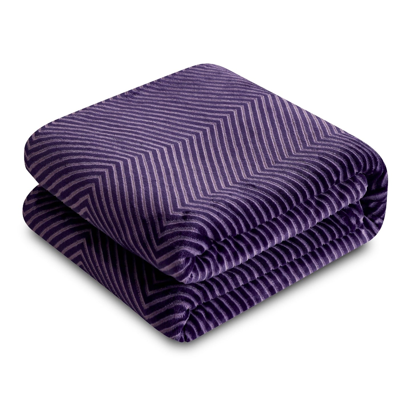Oversized King Fleece Blanket 120x120 Inches, Seamless Soft Cozy 3D Jacquard Flannel Blanket 10'x10' Extra Large for Bed, Sofa, Couch, Travel & Camping, California King Throw, Purple - Wave