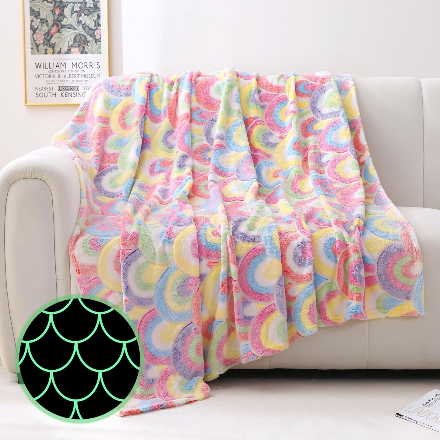 YAMIHOM Rainbows Blanket for Girls - 50"×60" Glow in The Dark Unicorn Throw for Toddler Kids Women Ideas for Age 1 2 3 4 5 6 7 8 9 10 Childs Teens