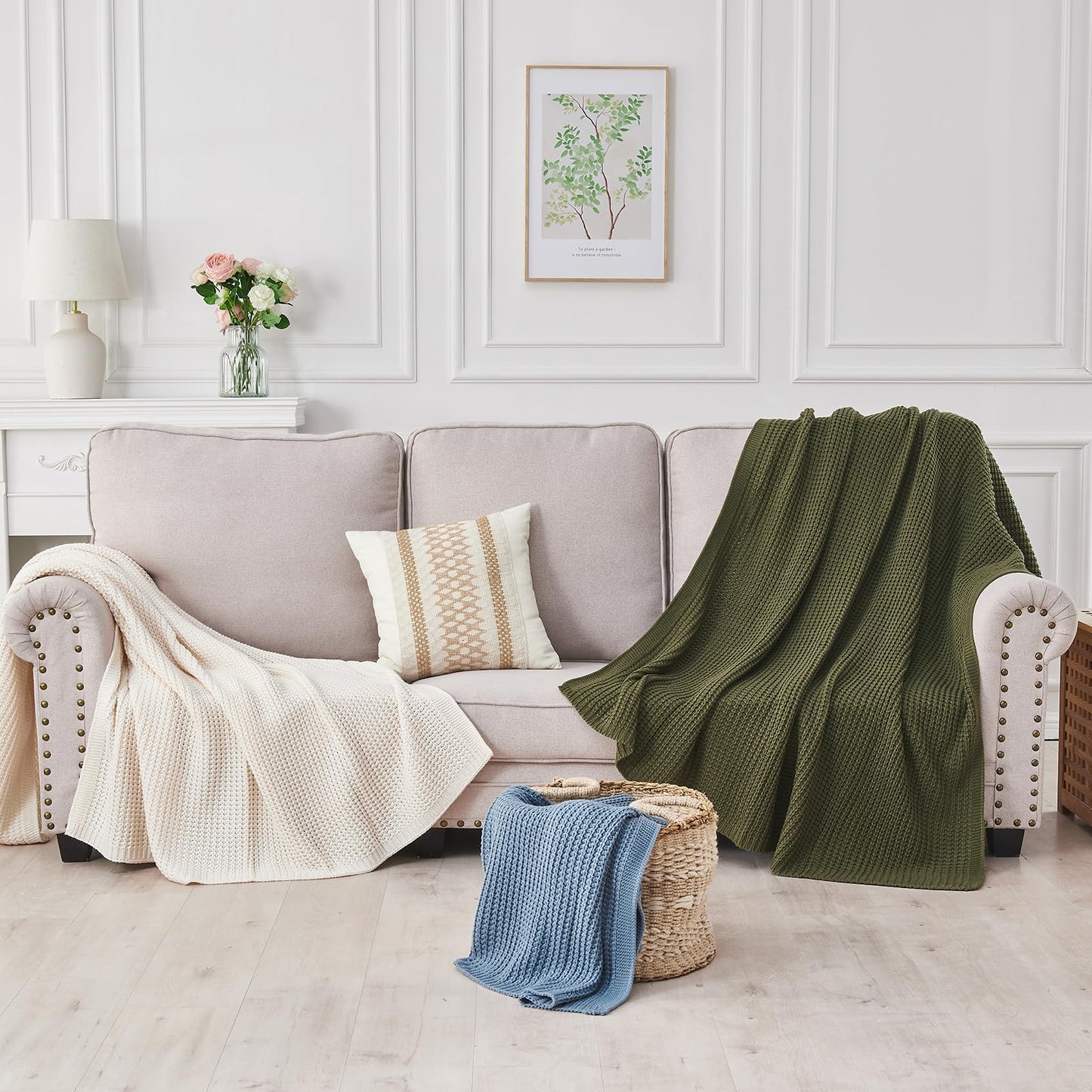 Douceur Brown Throw Blanket for Bed, Soft Chunky Cable Knit Throw Blanket, Classic Fisherman's Rib Stitch Pattern Throw for Living Room,60"X80"
